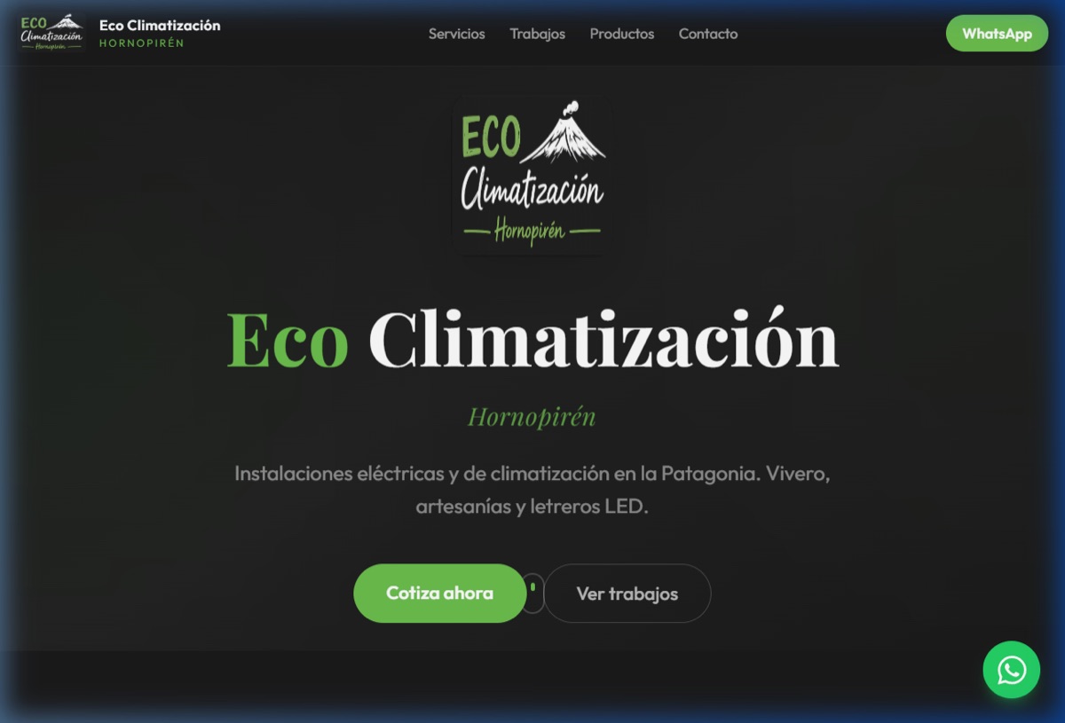 Diseño de landing page para Eco Clima, servicios de climatización
